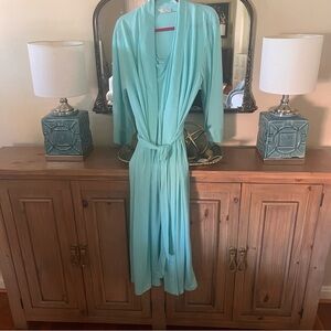 Natori Light Blue Lounge Robe and gown